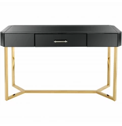 47" Black Mirrored Glass Console Table