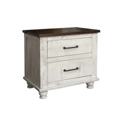 29" White Two Drawer Nightstand
