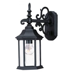 Petite Matte Black Domed Hanging Glass Lantern Wall Light