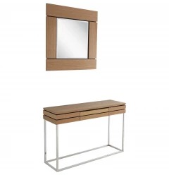 Set of Two 47" Brown and Silver Sled Console Table And Drawers