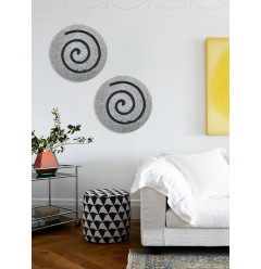 19" X 19" X 2" Gray Round Modern Spiral Wall Art