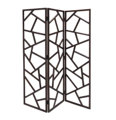 70" Brown Solid Wood Folding Three Panel Screen Room Divider