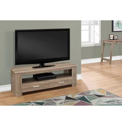 16.25" Dark Taupe Particle Board And Laminate TV Stand With 2 Storage Drawers