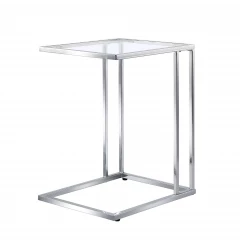 25" Chrome And Clear Glass Square End Table