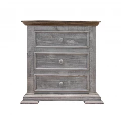 32" Gray Three Drawer Nightstand