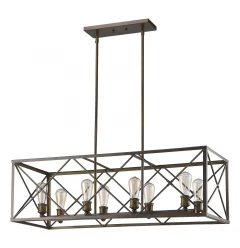 Brooklyn 8-Light Oil-Rubbed Bronze Island Pendant With Metal Framework Shade