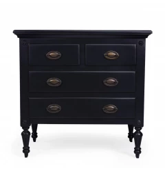 32" Black Solid Wood Four Drawer Gentlemans Chest