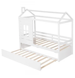 White Twin Bed with Trundle