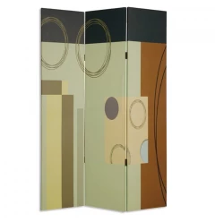 48" X 72" Multi Color Wood Canvas 3 Panel Screen