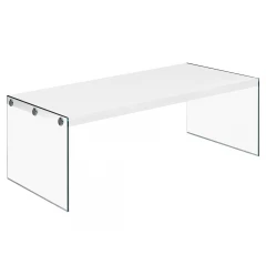 44" White And Clear Glass Coffee Table