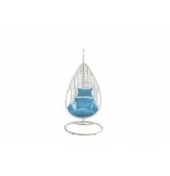 Blue And White Metal Swing Chair With Cushion