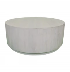 42" Rustic White Solid Wood Round Distressed Coffee Table