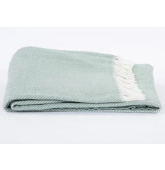 Seaglass Green and White Dreamy Soft Herringbone Throw Blanket
