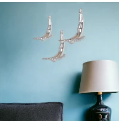 Set of Three 7" Silver Divers Resin Wall Decor