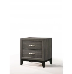 25" Gray Two Drawers Nightstand