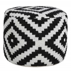 18" Black Cotton Blend Ottoman