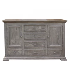 69" Gray Solid Wood Six Drawer Triple Dresser