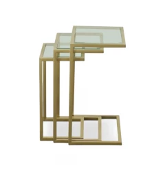 24" Gold Glass Rectangular End Table