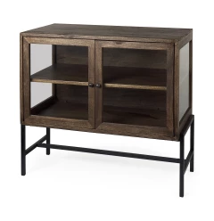 Rustic Dark Brown Two Door Shadowbox Cabinet