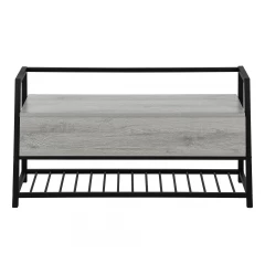 42" Gray And Black Bench With Flip top