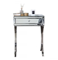 Mirrored Silver Finish Nightstand Drawer