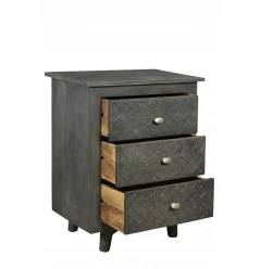30" Gray Three Drawer Nightstand