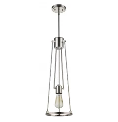 Jade 1-Light Polished Nickel Pendant With Vertical Structural Frames