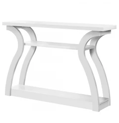 47" White Floor Shelf Console Table With Shelves