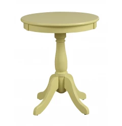 22" Light Yellow Solid Wood Round End Table