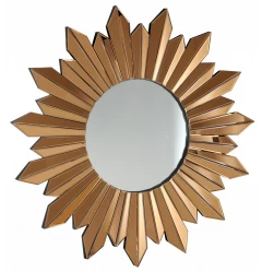39" Gold Sunburst Glass Framed Accent Mirror
