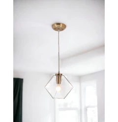 Gold Lantern Plastic Dimmable Ceiling Light With Clear Shades