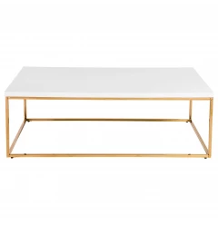 47" White And Gold Metal Coffee Table