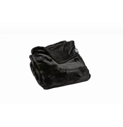 Black Faux Fur Solid Color Plush Throw