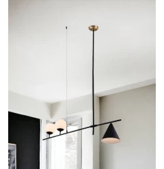 Black Kitchen Island Three Light Metal Chandelier With Black and White Shades