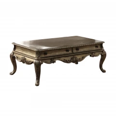52" Oak Solid And Manufactured Wood Coffee Table With Two Drawers