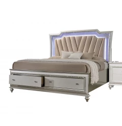 67" X 91" X 69" Pu Champagne Wood Upholstered (Hb) Led Queen Bed