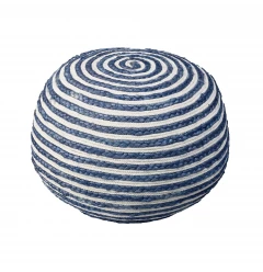 20" Blue Jute Ottoman