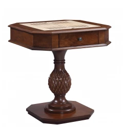 28" Brown Octagon Console Table And Drawers