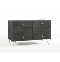 51" Grey Manufactured Wood Six Drawer Double Dresser