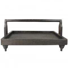 reclaimed wooden serving tray on a table made of hardwood and planks