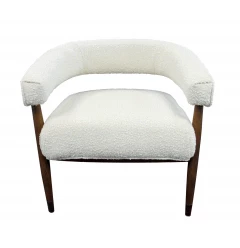 Brown polyester blend solid arm chair with wood armrests and comfortable rectangle design