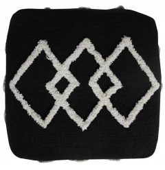 18" Black 100% Cotton Ottoman