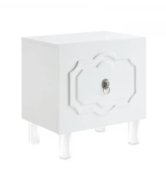 24" Clear And White Wood End Table With Two Shelves