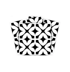 4" X 4" Black and White Pinna Peel and Stick Removable Tiles
