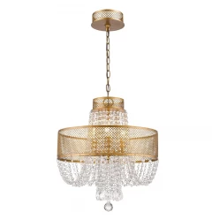 Viola 4-Light Antique Gold Crystal Chandelier