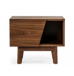 Mid Century Walnut Light Brown Nightstand with One Drawer and One Shelf