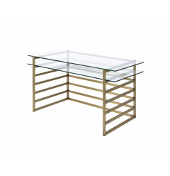 28" Clear Glass Mirrored Rectangular Writing Desk