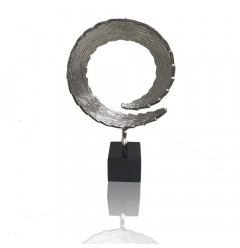 3" X 10" X 15.5" Silver And Black Small Tail Sculpture