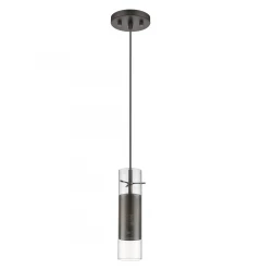Glass and Bronze Mesh Shade Hanging Light