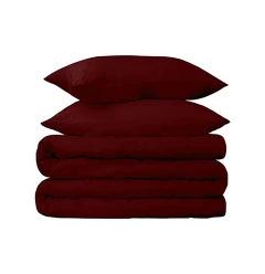 Burgundy Twin Cotton Blend 650 Thread Count Washable Duvet Cover Set